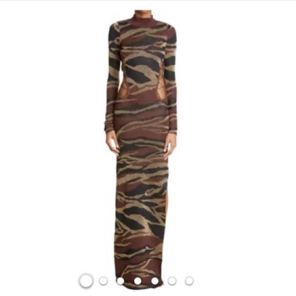 Dundas Julie Metallic Knit Open Back Maxi Dress